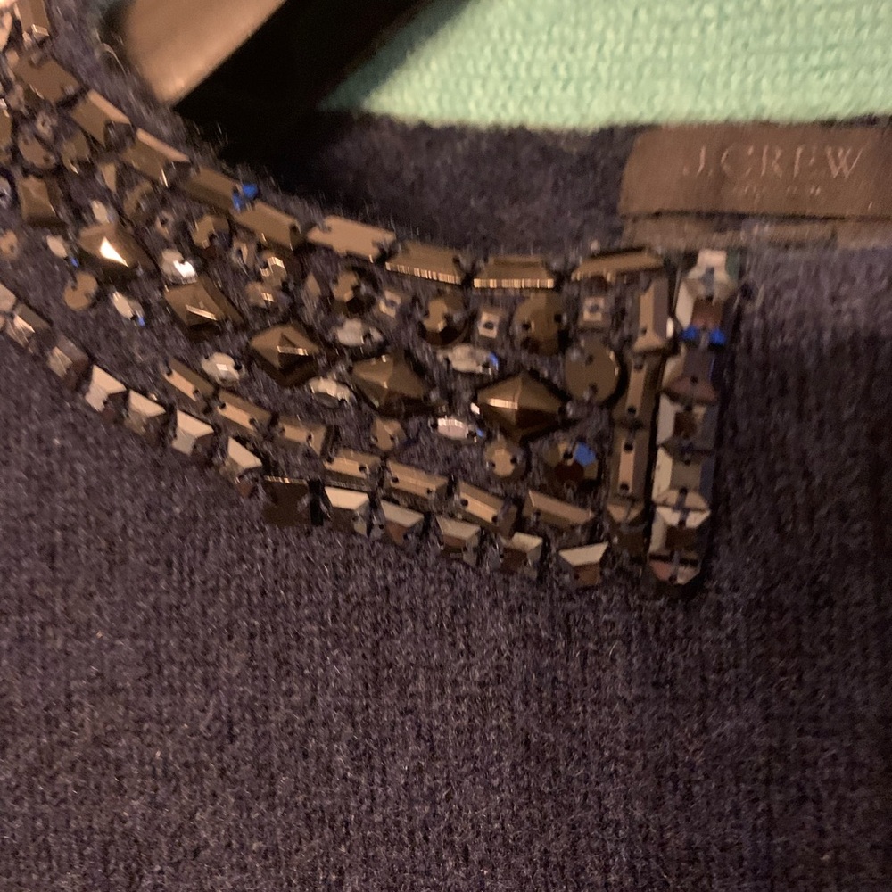 J. Crew Italian 100 % Cashmere Collar embellished Sweater (SZ S)